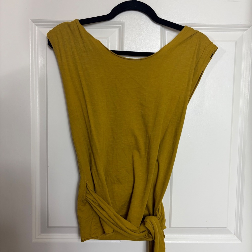 Nico Nico Mustard Yellow Cotton Wrap Tie Sleeveless Top XS USA Made